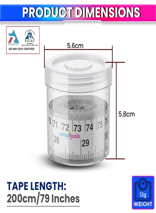 amiciTools Self-Adhesive Tape Measure Ruler 200 cm / 79 Inch | Sticky Measuring Scale for Workbench, Table Saw, Drafting & DIY Projects | Easy-Read Precision Measuring Tape (Pack of 2) - Image 2